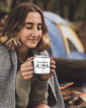Camper Mama Tasse - das Motiv für Camper auf einer Emaille Tasse.