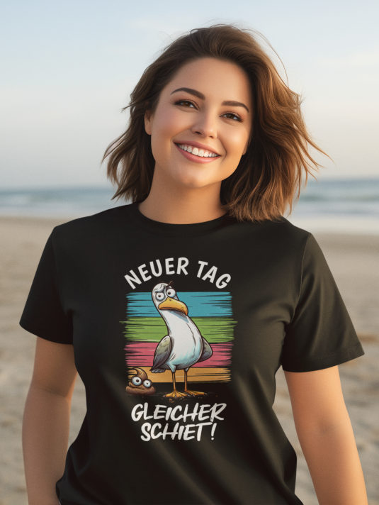 Damen T-Shirts für Möwen Fans - tolle maritime Geschenke von Waterlifer. Das lustige Meeres Shirt aus Bio Baumwolle ist ein tolles Geschenk für Küstenkinder.