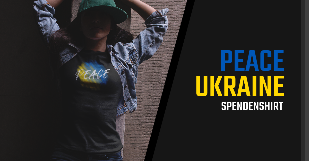 T-Shirt mit Peace Ukraine Motiv. Der Gewinn wird zu 100% gespendet!