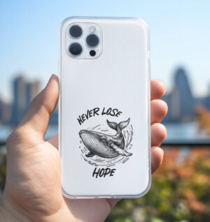 Wal Timmy Handyhülle Never lose hope. Besondere Wal Handyhülle für Apple iPhone, Google Pixel und Samsung Galaxy Smartphones. Ein tolles Geschenk für Walfans und Freunde des Buckelwals Timmy.