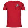 Bedrucktes Bio Kinder T-Shirt mit Seehund Motiv: das rote Seehund in Tasche Kinder T-Shirt wird nachhaltig bedruckt. Ein tolles T-Shirt - ideal als Geschenk für Kinder.