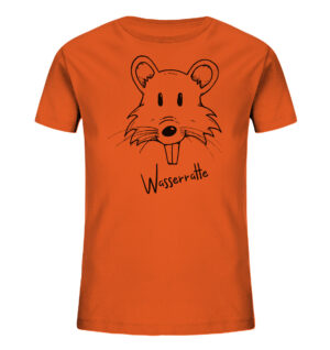 Bedrucktes Bio Kinder T-Shirt: das orange Wasserratten Kinder T-Shirt zeigt eine echte Wasserratte. Ein tolles T-Shirt für Kinder.