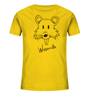 Bedrucktes Bio Kinder T-Shirt: das gelbe Wasserratten Kinder T-Shirt zeigt eine echte Wasserratte. Ein tolles T-Shirt für Kinder.