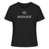 Schwarzes Waterlifer Damen Bio T-Shirt aus bester Bio-Baumwolle nachhaltig bedruckt. Tolles Geschenk für Wasser- und Naturfreunde hier bestellen.