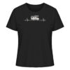 Camping Damen T-Shirt aus Bio-Baumwolle bedruckt mit Herzschlag Camper Motiv. Das bedruckte Camping Damen T-Shirt in Schwarz ist ein tolles Geschenk für alle Campingfreunde.