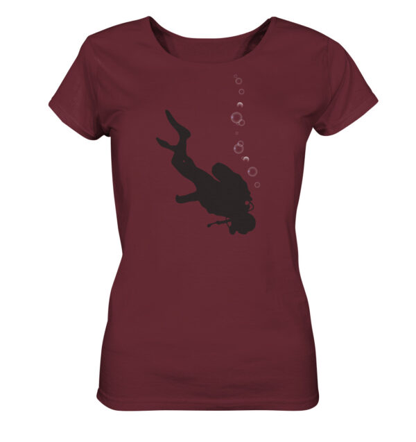 Damen Taucher T-Shirt für alle Fans des Tauchens von Waterlifer in der Farbe burgundy. Ein tolles Geschenk für Taucherinnen.
