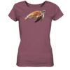 Besonderes Damen Schildkröten T-Shirt für Naturmenschen in hibiscus rose mit sea turtle Aufdruck. Ein tolles Geschenk für Meeresliebhaber!