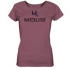 Hibiscusfarbenes Waterlifer Damen Bio T-Shirt aus bester Bio-Baumwolle nachhaltig bedruckt. Tolles Geschenk für Wasser- und Naturfreunde hier bestellen.