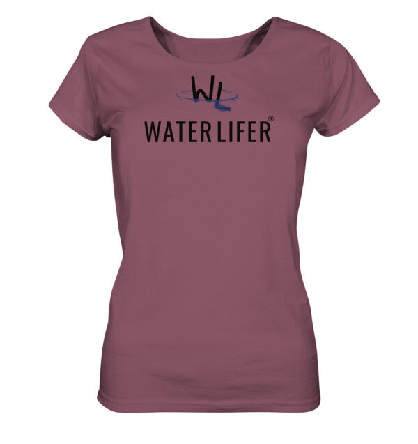 Hibiscusfarbenes Waterlifer Damen Bio T-Shirt aus bester Bio-Baumwolle nachhaltig bedruckt. Tolles Geschenk für Wasser- und Naturfreunde hier bestellen.