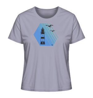 Damen Leuchtturm T-Shirt mit tollem Leuchtturm Motiv. Das Bio Damen T-Shirt in lavender ist ein nachhaltiges Geschenk für Naturliebhaber und Freunde des Meeres und der Küste.