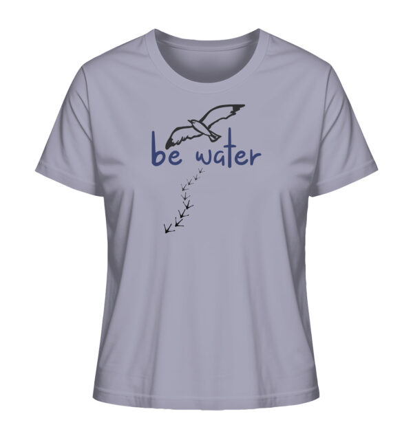 Das lavendelfarbene Be Water Möwen T-Shirt für Meeresfreunde. Besondere T-Shirts mit Meeresmotiven als Geschenk für Meeresliebhaber.