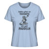 Andere gehen zur Therapie ich geh Paddeln. Lustiges SUP T-Shirt fürs Stand-Up-Paddling: lustiges Faultier Stand-Up-Paddling Damen Shirt in Hellblau. Ein tolles Damen SUP T-Shirt und Geschenk für Stand Up Paddler.