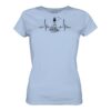 Herzschlag Leuchtturm T-Shirt für Damen mit tollem Leuchtturm Motiv. Das hellblaue Bio T-Shirt ist ein maritimes Geschenk für Meerliebhaber, Meeresfreunde und Küstenkinder.