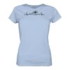 Herzschlag Welle Damen T-Shirt mit tollem Wellen-Motiv. Das hellblaue Bio T-Shirt ist ein maritimes Geschenk für Meerliebhaber, Meeresfreunde und Küstenkinder.