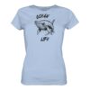 Ocean life Wal Timmy T-Shirt für Damen in hellblau aus bester Bio Baumwolle. Jedes verkaufte Wal T-Shirt unterstützt Naturschutzprojekte. Besondere Wal Shirts für Walfreunde und für Walschützer.