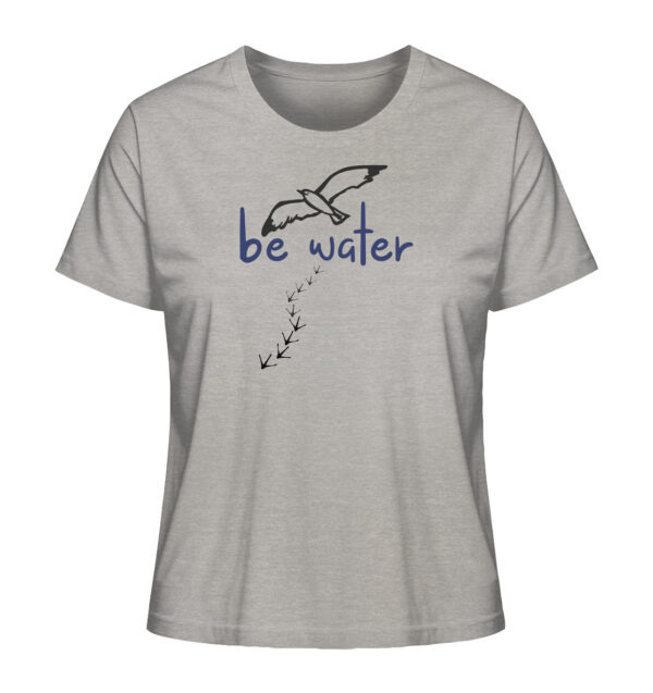 Das graumelierte Be Water Möwen T-Shirt für Meeresfreunde. Besondere T-Shirts mit Meeresmotiven als Geschenk für Meeresliebhaber.