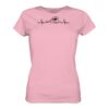 Herzschlag Welle Damen T-Shirt mit tollem Wellen-Motiv. Das pinke Bio T-Shirt ist ein maritimes Geschenk für Meerliebhaber, Meeresfreunde und Küstenkinder.