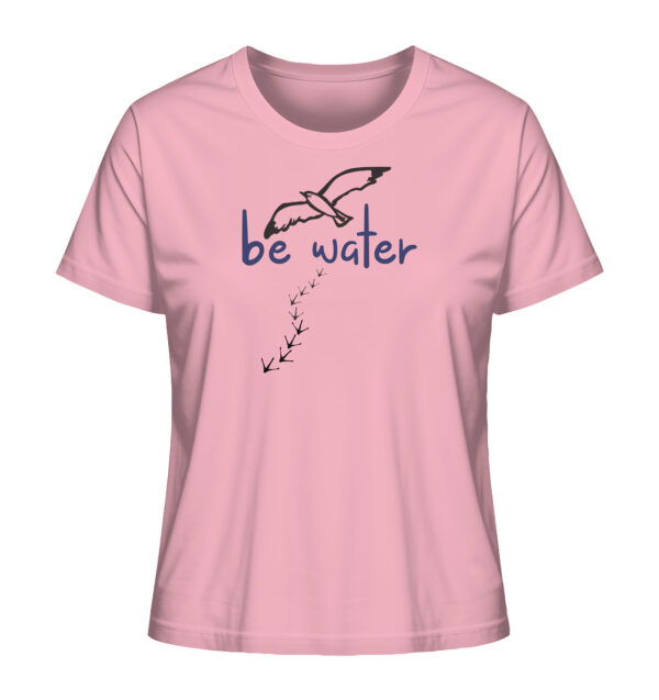 Das rosafarbene Be Water Möwen T-Shirt für Meeresfreunde. Besondere T-Shirts mit Meeresmotiven als Geschenk für Meeresliebhaber.