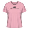 Camping Damen T-Shirt aus Bio-Baumwolle bedruckt mit Herzschlag Camper Motiv. Das bedruckte Camping Damen T-Shirt in Rosa ist ein tolles Geschenk für alle Campingfreunde.