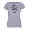Ocean life Wal Timmy T-Shirt für Damen in lavendelfarben aus bester Bio Baumwolle. Jedes verkaufte Wal T-Shirt unterstützt Naturschutzprojekte. Besondere Wal Shirts für Walfreunde und für Walschützer.