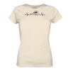 Herzschlag Welle Damen T-Shirt mit tollem Wellen-Motiv. Das naturweiße Bio T-Shirt ist ein maritimes Geschenk für Meerliebhaber, Meeresfreunde und Küstenkinder.