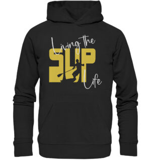 Stand-Up-Paddling Hoodie für SUP Fans. Der bedruckte Stand-Up-Paddling Hoodie in schwarz als Geschenk für alle SUP Freunde.