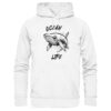 Ocean life Wal Timmy Hoodie weiß aus bester Bio Baumwolle. Jeder verkaufte Wal Hoodie unterstützt Naturschutzprojekte. Besondere Wal Hoodies für Walfreunde und für Walschützer.
