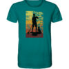 Stand-Up-Paddling mit Hund. Das bedruckte Stand-Up-Paddling T-Shirt in ozeanblau als Geschenk für alle SUP Freunde.