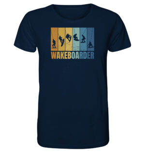 Das navyblaue T-Shirt für alle Fans des Wakeboardings hier bestellen. Tolles Wakeboard T-Shirt als Geschenk für Wassersport Freunde.