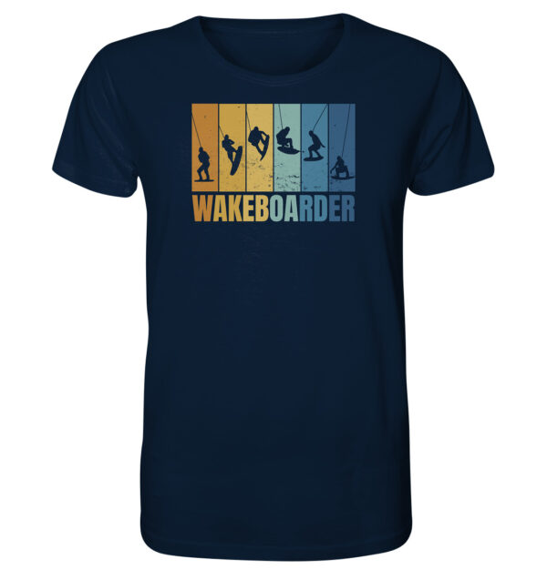 Das navyblaue T-Shirt für alle Fans des Wakeboardings hier bestellen. Tolles Wakeboard T-Shirt als Geschenk für Wassersport Freunde.