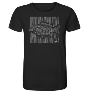 Schwarzes Carp Dimension Karpfen T-Shirt aus bester Bio-Baumwolle nachhaltig bedruckt. Tolles Geschenk für Angler hier bestellen.