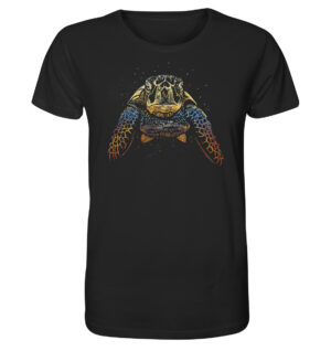 Ein tolles Geschenk für alle die das Meer und die Natur lieben: sea turtle coloured Meeresschildkröte T-Shirt für Meeresfreunde aus Bio-Baumwolle in schwarz. Ein Meeresschutz T-Shirt für Meeresschildkröten Freunde.