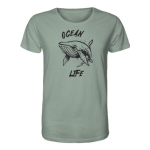 Ocean life Wal Timmy T-Shirt aloe aus bester Bio Baumwolle. Jedes verkaufte Wal T-Shirt unterstützt Naturschutzprojekte. Besondere Wal Shirts für Walfreunde und für Walschützer.