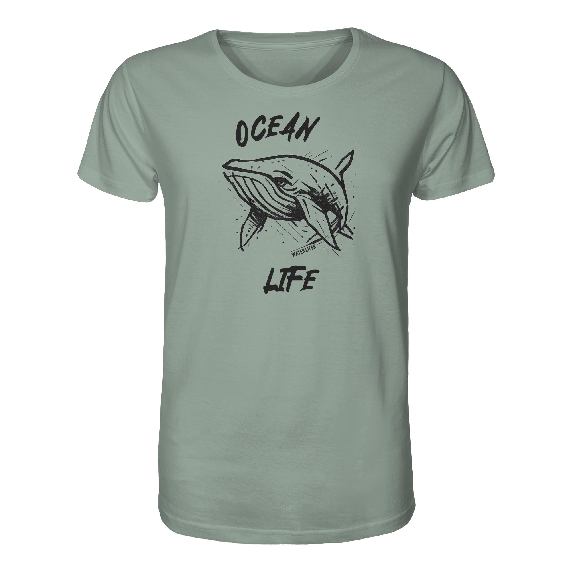 Ocean life Wal Timmy T-Shirt aloe aus bester Bio Baumwolle. Jedes verkaufte Wal T-Shirt unterstützt Naturschutzprojekte. Besondere Wal Shirts für Walfreunde und für Walschützer.