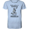 Andere gehen zur Therapie ich geh Paddeln. Lustiges SUP T-Shirt fürs Stand-Up-Paddling: lustiges Faultier SUP T-Shirt in Hellblau. Ein tolles SUP T-Shirt und Geschenk für Stand Up Paddler.