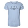 Herzschlag Leuchtturm T-Shirt für Herren mit tollem Leuchtturm Motiv. Das hellblaue Bio T-Shirt ist ein maritimes Geschenk für Meerliebhaber, Meeresfreunde und Küstenkinder.