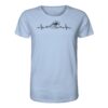 Herzschlag Welle T-Shirt für Herren mit tollem Wellen-Motiv. Das hellblaue Bio T-Shirt ist ein maritimes Geschenk für Meerliebhaber, Meeresfreunde und Küstenkinder.