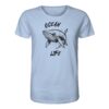 Ocean life Wal Timmy T-Shirt hellblau aus bester Bio Baumwolle. Jedes verkaufte Wal T-Shirt unterstützt Naturschutzprojekte. Besondere Wal Shirts für Walfreunde und für Walschützer.