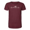 Herzschlag Welle T-Shirt für Herren mit tollem Wellen-Motiv. Das weinrote Bio T-Shirt ist ein maritimes Geschenk für Meerliebhaber, Meeresfreunde und Küstenkinder.
