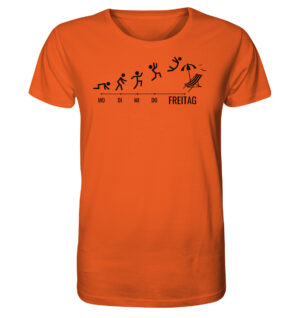 Endlich Freitag T-Shirt: lustiges Herren Bio T-Shirt im auffälligen orange. Ein tolles Geschenk für den Arbeitskollegen im Büro.