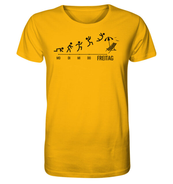 Endlich Freitag T-Shirt: lustiges Herren Bio T-Shirt im auffälligen gelb. Ein tolles Geschenk für den Arbeitskollegen im Büro.