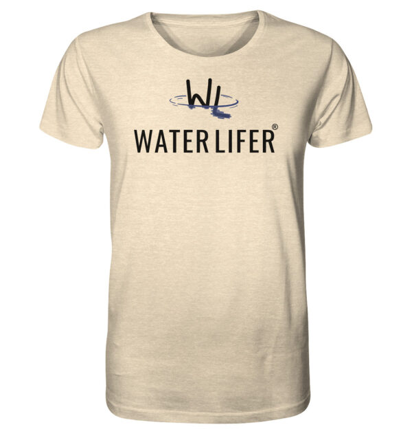 Naturweißes Waterlifer Herren Bio T-Shirt aus bester Bio-Baumwolle nachhaltig bedruckt. Tolles Geschenk für Wasser- und Naturfreunde hier bestellen.