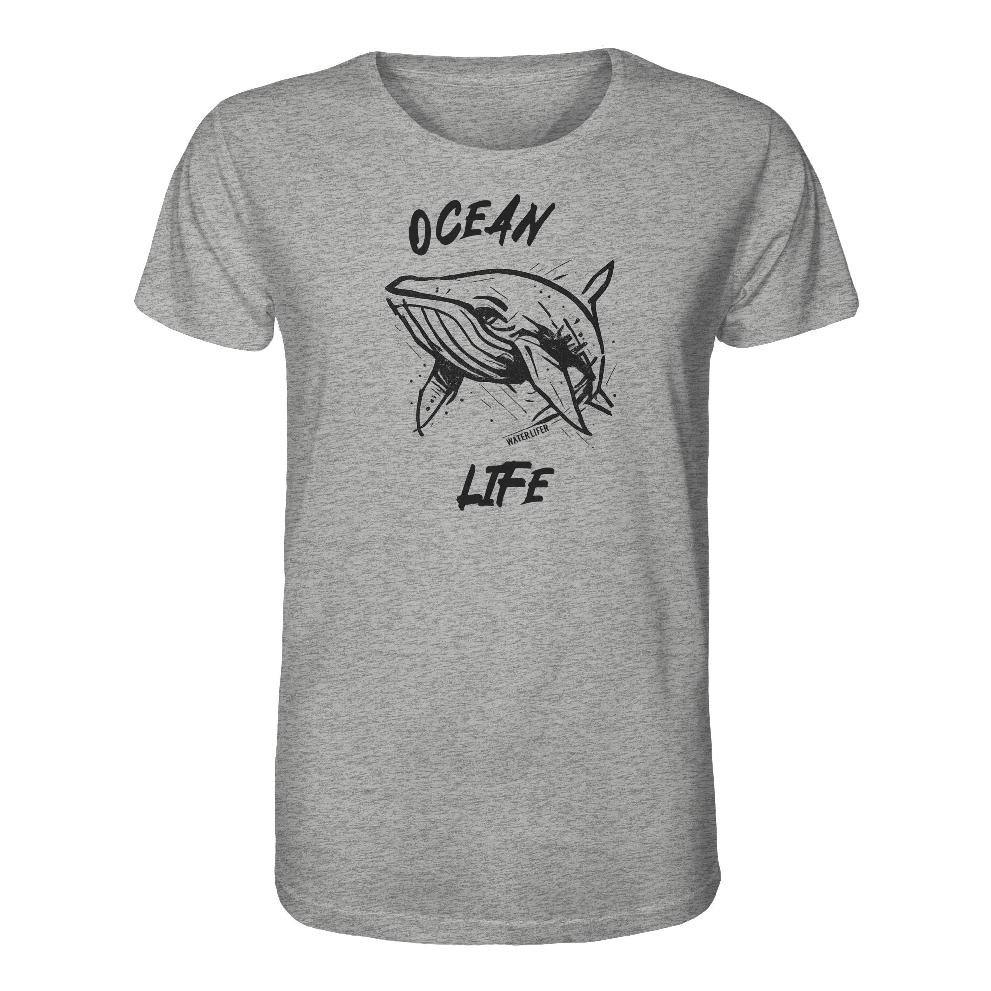 Ocean life Wal Timmy T-Shirt graumeliert aus bester Bio Baumwolle. Jedes verkaufte Wal T-Shirt unterstützt Naturschutzprojekte. Besondere Wal Shirts für Walfreunde und für Walschützer.